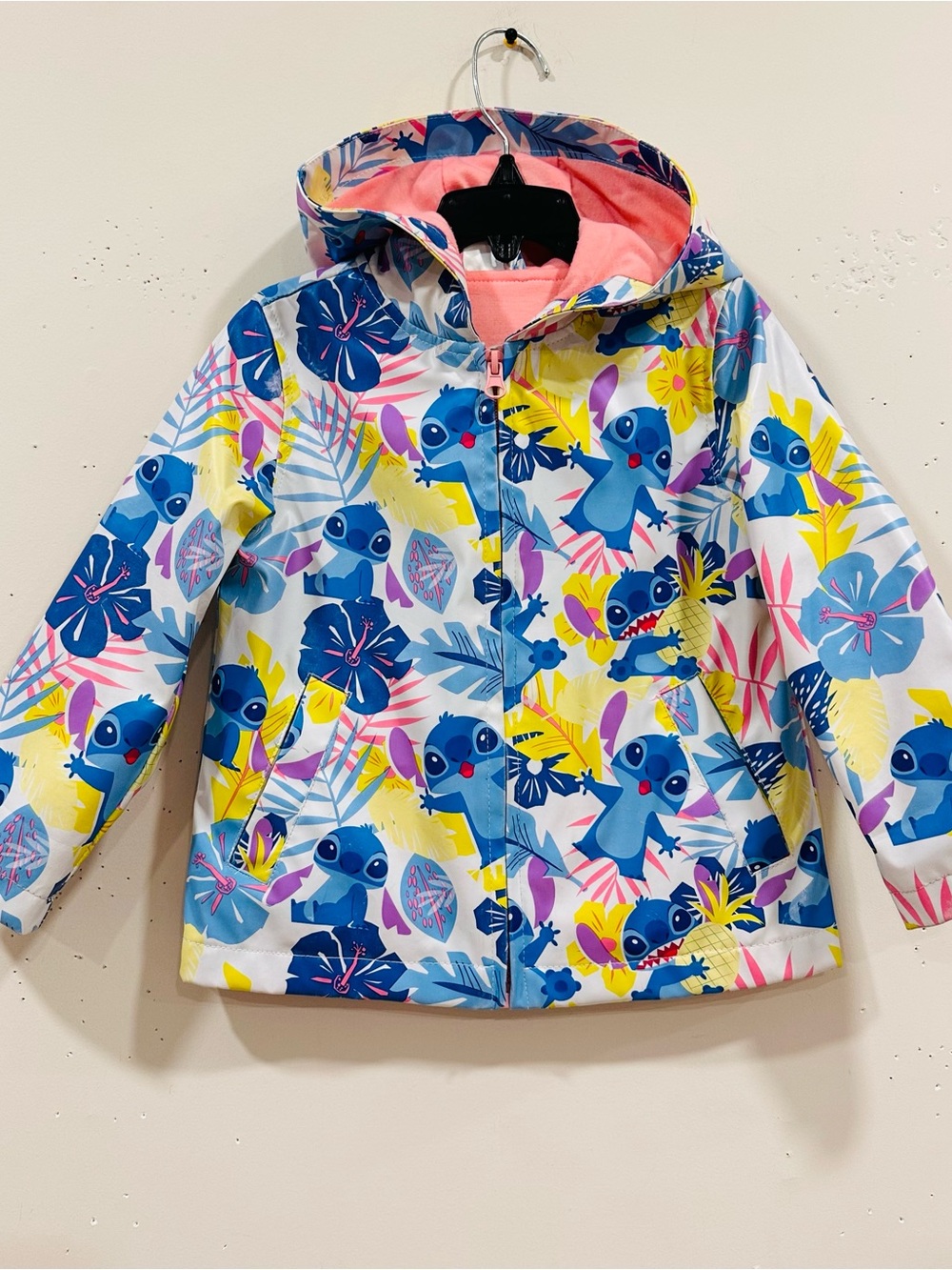 Disney Collection Lilo & Stitch Girls Hooded Rain Jacket Coat Size 3 / 3T